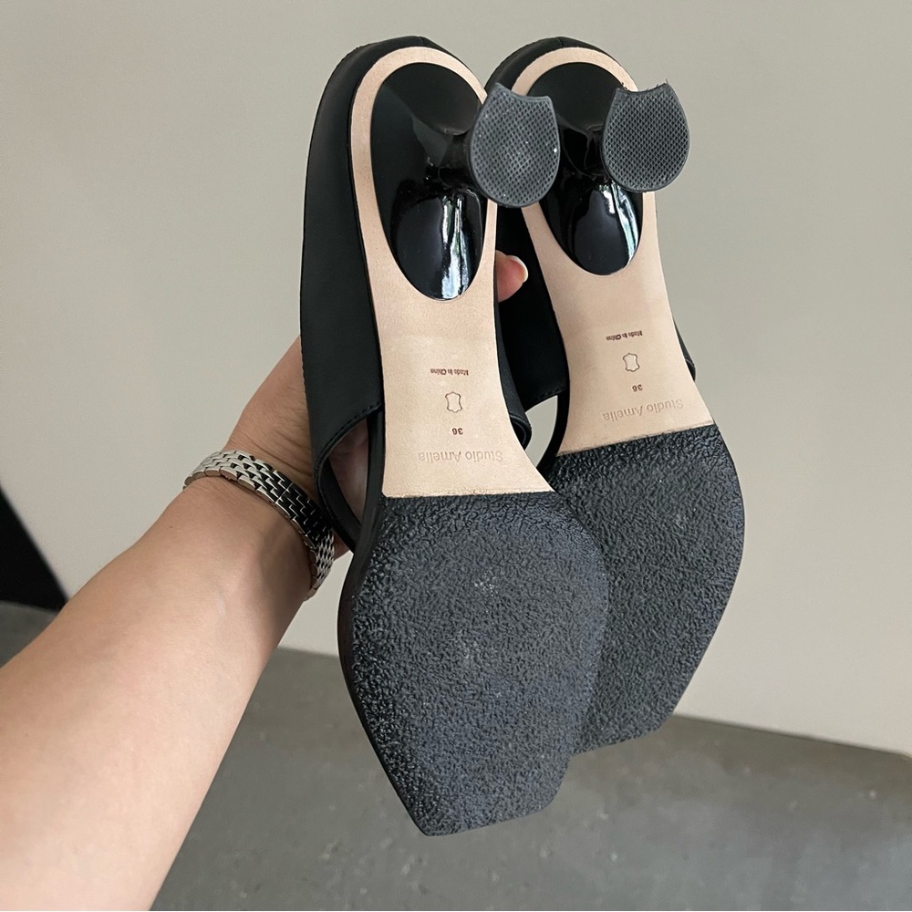 STUDIO AMELIA Black Angela 50mm Heeled Sandals - Picture 5 of 8
